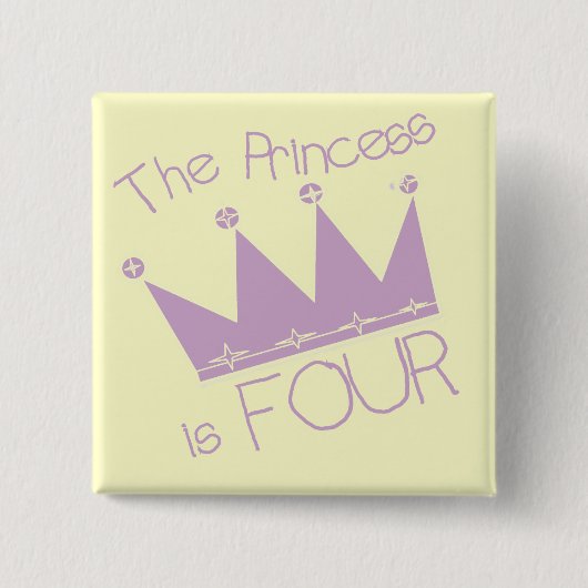 Badge Carré 5 Cm Chemises Princess Crown 4th Birthday (Devant)