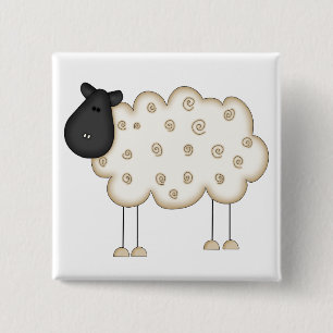 Badge Carré 5 Cm Chemises Stick Figure Sheep et Cadeaux