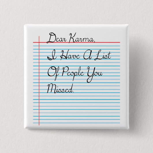 Badge Carré 5 Cm Cher Bouton Karma (Devant)