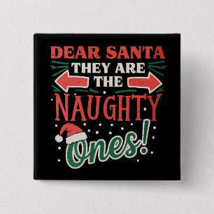 Badge Carré 5 Cm Cher Père Noël, ce sont les vilains de Noël