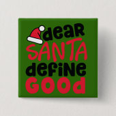 Badge Carré 5 Cm Cher Père Noël, Définissez Bon Amusant (Devant)