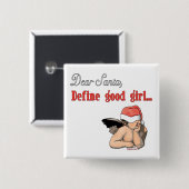 Badge Carré 5 Cm Cher Père Noël Series (Devant & derrière)