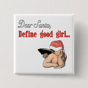 Badge Carré 5 Cm Cher Père Noël Series
