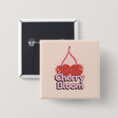 Badge Carré 5 Cm Cherry Bloom Button (Devant & derrière)