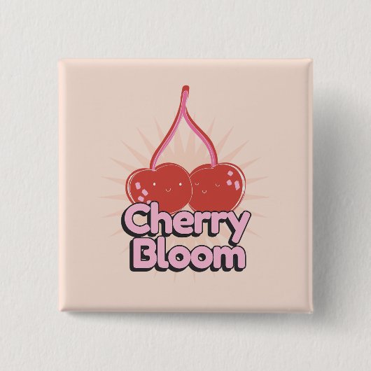 Badge Carré 5 Cm Cherry Bloom Button (Devant)