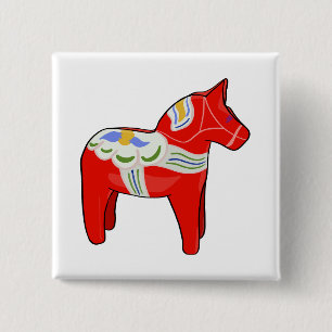 Badge Carré 5 Cm Cheval dalécarlien