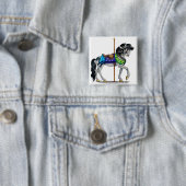 Badge Carré 5 Cm Cheval de carrousel (En situation)