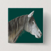 Badge Carré 5 Cm Cheval gris (Devant)