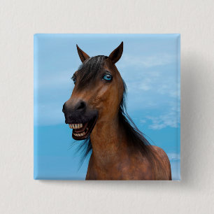 Badge Carré 5 Cm Cheval heureux