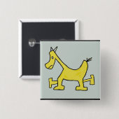 Badge Carré 5 Cm Cheval jaune (Devant & derrière)