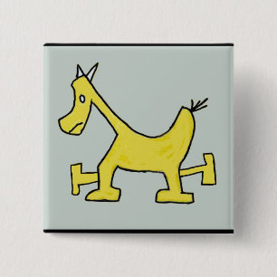 Badge Carré 5 Cm Cheval jaune