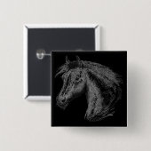 Badge Carré 5 Cm Cheval : Noir (Devant & derrière)