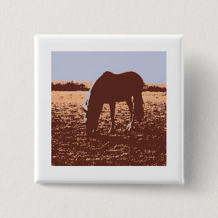 Badge Carré 5 Cm Cheval Pop Art