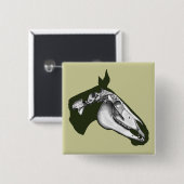 Badge Carré 5 Cm Cheval Squelette (Devant & derrière)
