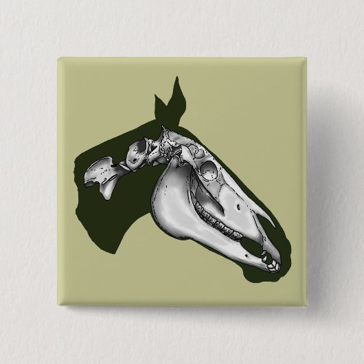 Badge Carré 5 Cm Cheval Squelette (Devant)