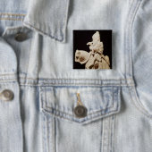 Badge Carré 5 Cm Chevalier dans l'armure sur son cheval (En situation)