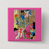 Badge Carré 5 Cm chevalier médiéval à cheval (Devant)