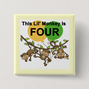Badge Carré 5 Cm Chevaliers et cadeaux de 4e anniversaire des singe