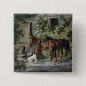 Badge Carré 5 Cm Chevaux à la Porche (par Albrecht Adam) (Devant)