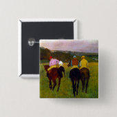 Badge Carré 5 Cm Chevaux de course Edgar Degas à Longchamp (Devant & derrière)