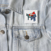 Badge Carré 5 Cm Chevaux de Dala (En situation)