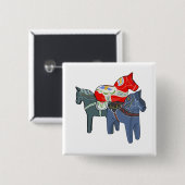 Badge Carré 5 Cm Chevaux de Dala (Devant & derrière)