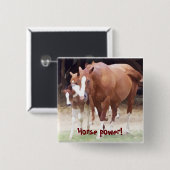 Badge Carré 5 Cm Chevaux-vapeur ! Bouton (Devant & derrière)