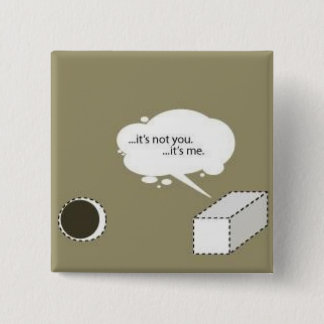 Badge Carré 5 Cm cheville carrée ; trou rond