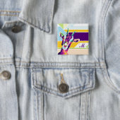 Badge Carré 5 Cm Chèvre d'art pop coloré Monogrammé (En situation)