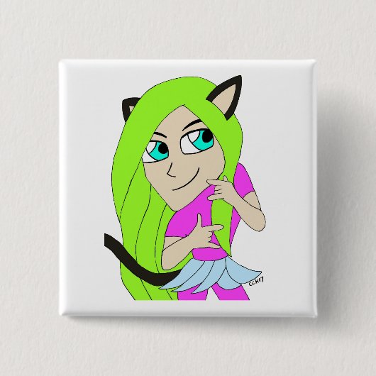 Badge Carré 5 Cm chibi catgirl (Devant)