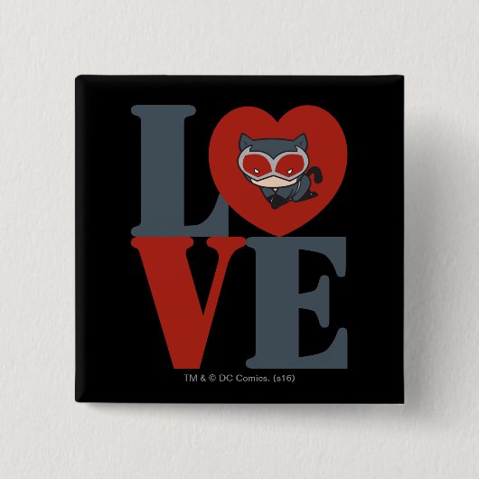 Badge Carré 5 Cm Chibi Catwoman LOVE (Devant)