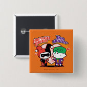 Badge Carré 5 Cm Chibi Harley Quinn et Chibi Coeurs joker (Devant & derrière)