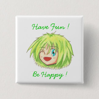 Badge Carré 5 Cm Chibi Izumi "soit" bouton heureux