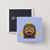 Badge Carré 5 Cm Chibi Sphinx Avec Pyramides (Devant & derrière)
