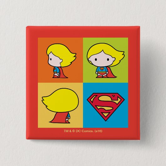 Badge Carré 5 Cm Chibi Supergirl Turnaround (Devant)