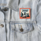Badge Carré 5 Cm Chicago, Illinois | Millennium Park