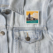 Badge Carré 5 Cm Chicago | Skyline moderne (En situation)