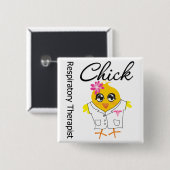 Badge Carré 5 Cm Chick, thérapeute respiratoire (Devant & derrière)