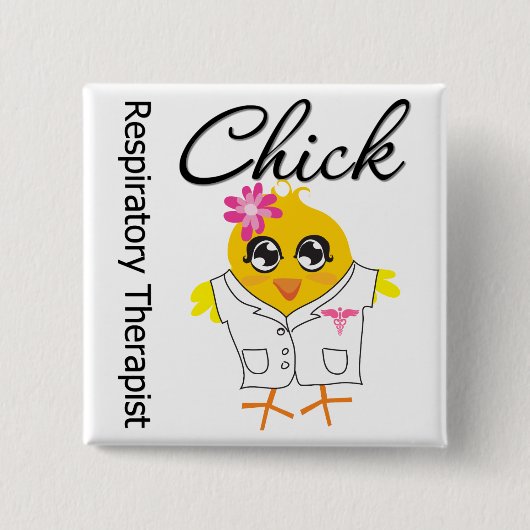 Badge Carré 5 Cm Chick, thérapeute respiratoire (Devant)