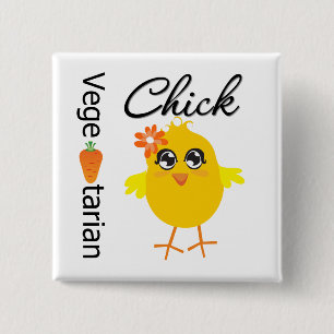 Badge Carré 5 Cm Chick végétarien