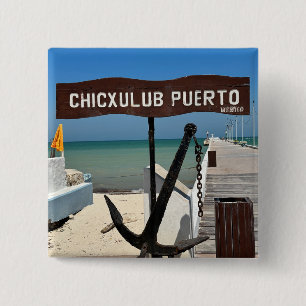 Badge Carré 5 Cm Chicxulub Puerto, Mexique - Bouton Carré