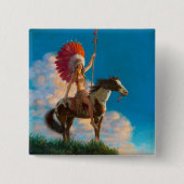 Badge Carré 5 Cm Chieftess Femme Amérindienne Chef (Devant)