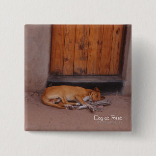 Badge Carré 5 Cm Chien au repos