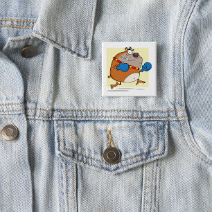 Badge Carré 5 Cm Chien bouledogue boxer de dessin animé drôle