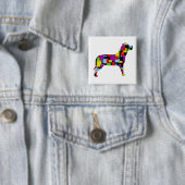 Badge Carré 5 Cm chien de mosaïque (En situation)