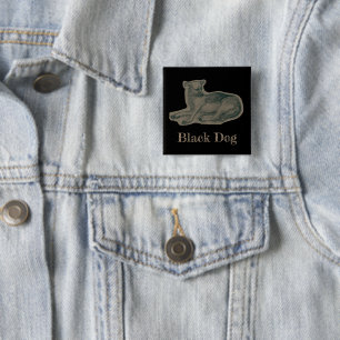 Badge Carré 5 Cm Chien. Dessin au crayon.