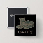 Badge Carré 5 Cm Chien. Dessin au crayon. (Devant & derrière)