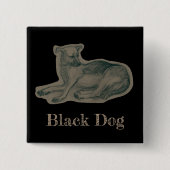 Badge Carré 5 Cm Chien. Dessin au crayon. (Devant)