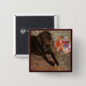 Badge Carré 5 Cm Chien d'Halloween avec dent sucrée (Devant & derrière)