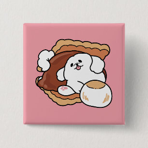 Badge Carré 5 Cm Chien drôle et design de S'more – Pun pour amateur